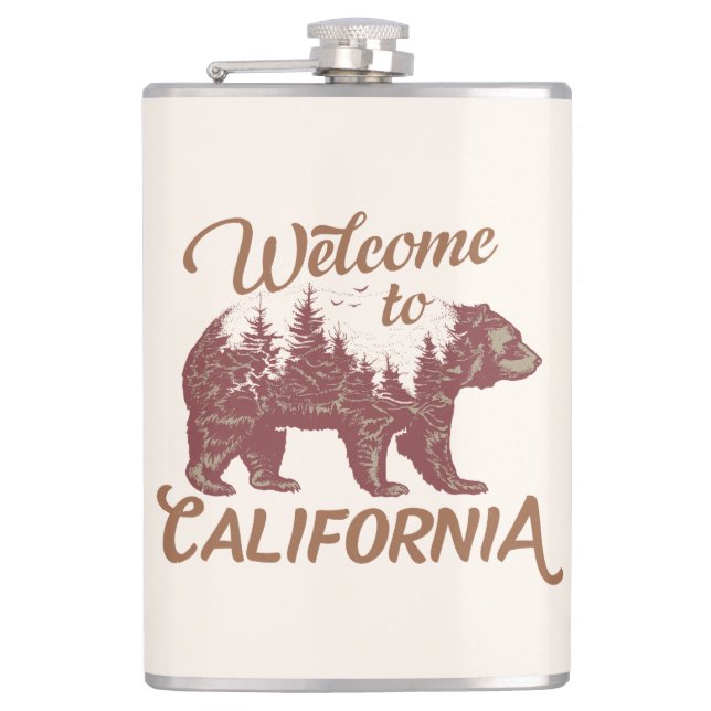 Welcome to California Bear Forest  Hip Flask (Front)