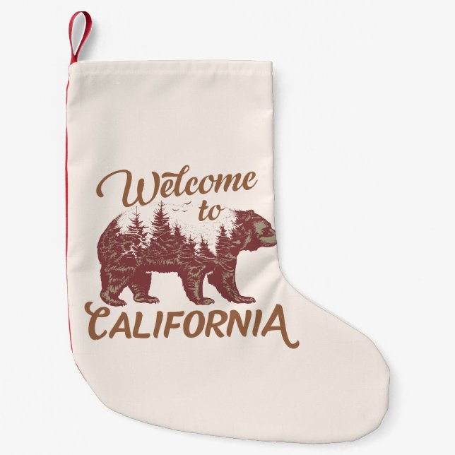 Welcome to California Bear Small Christmas Stocking (Front)