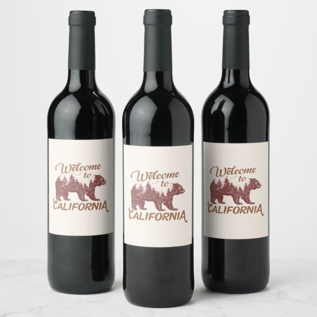 Welcome to California Bear Wine Label (Bottles)