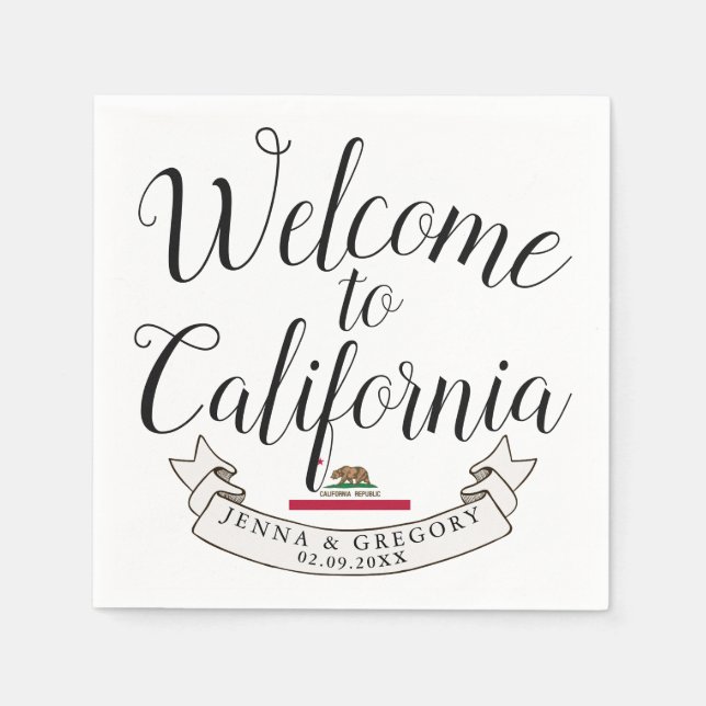 Welcome to California | Destination Wedding Napkin (Front)