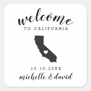 Welcome to California   Wedding custom favour Square Sticker