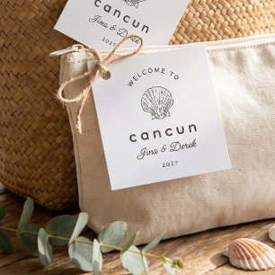 Welcome to Cancun Black White Wedding Welcome Bag Favour Tags
