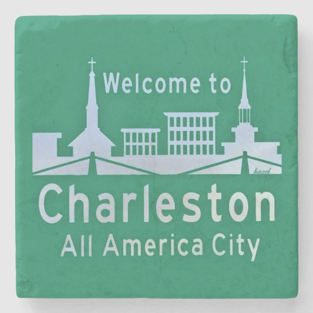 Welcome To Charleston, Charleston, SC Coaster. Stone Coaster (Front)