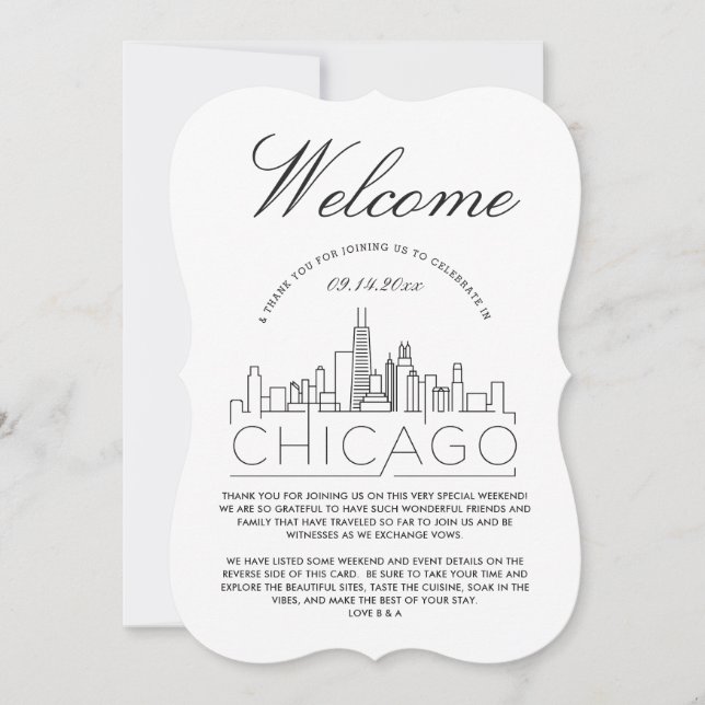 Welcome to Chicago | Guests Details Invitation (Front)