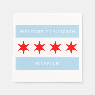 Welcome to Chicago   Personalised Chicago Flag Napkin