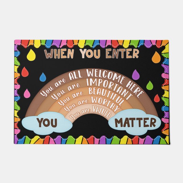 Welcome To Classroom Door Mat, Funny Teacher Gifts Doormat (Front)