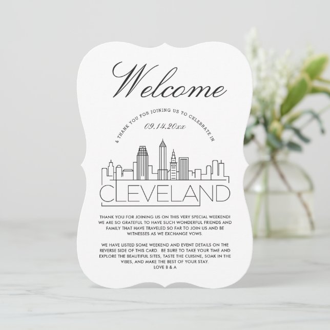 Welcome to Cleveland | Guests Details Invitation (Standing Front)