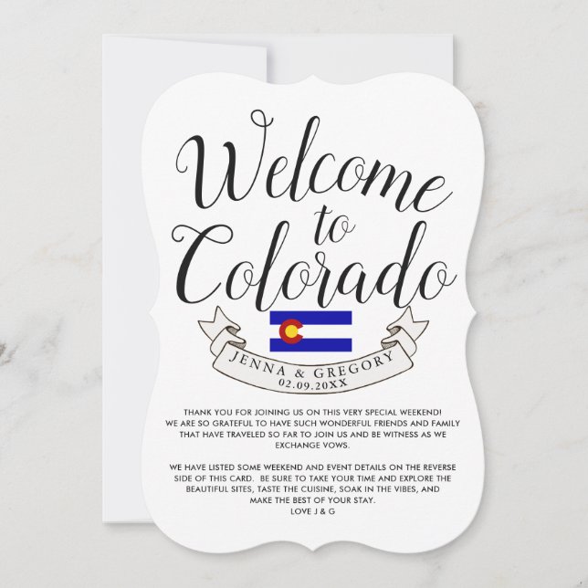 Welcome to Colorado | Destination Wedding Custom Invitation (Front)