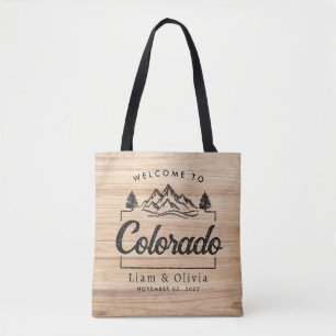 Welcome To Colorado Wedding Minimalist Wood Tote Bag