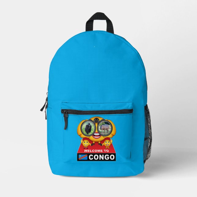 Welcome to Congo Printed Backpack (Front)