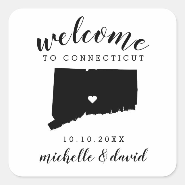 Welcome to Connecticut | Wedding custom favour Square Sticker (Front)