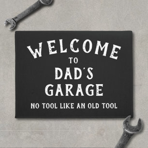 Welcome to Dad's Garage Funny Black Doormat