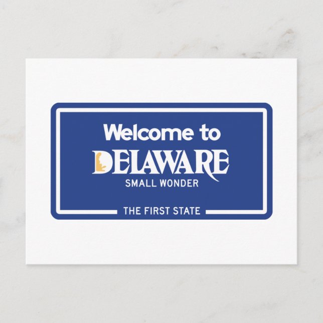 Welcome to Delaware - USA Road Sign Postcard (Front)