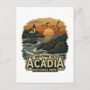 Welcome to Embroidery Acadia National USA Park Holiday Postcard