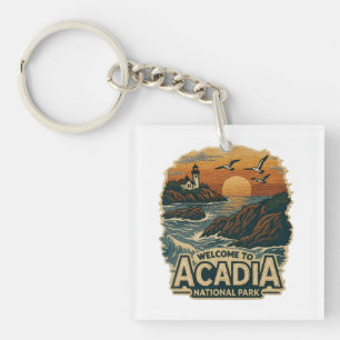 Welcome to Embroidery Acadia National USA Park Key Ring