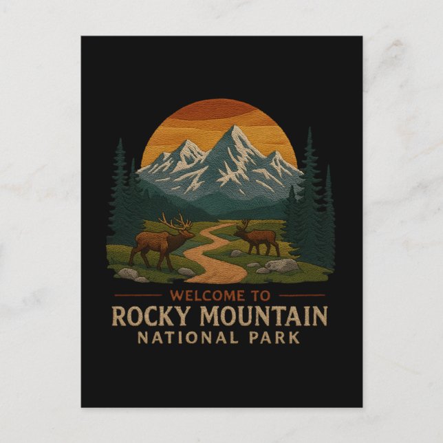 Welcome to Embroidery Rocky Mountain National USA  Holiday Postcard (Front)