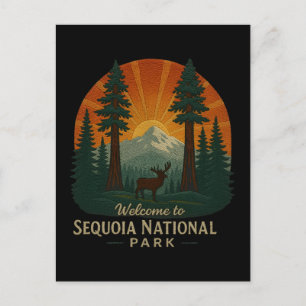 Welcome to Embroidery Sequoia National USA Park Holiday Postcard