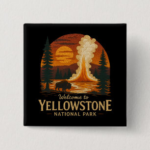Welcome to Embroidery Yellowstone National USA 15 Cm Square Badge