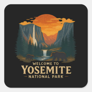 Welcome to Embroidery Yosemite National USA Square Sticker