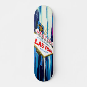 Welcome to Fabulous Las Vegas Nevada Sign Blue Skateboard