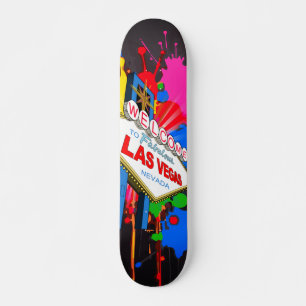 Welcome to Fabulous Las Vegas Nevada Sign Rainbow  Skateboard