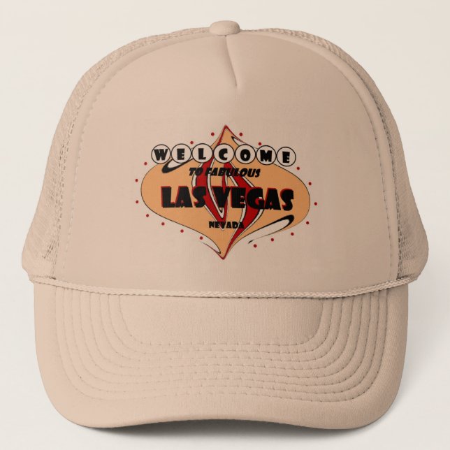 WELCOME TO FABULOUS LAS VEGAS UNIQUE, ORIGINAL, DI TRUCKER HAT (Front)