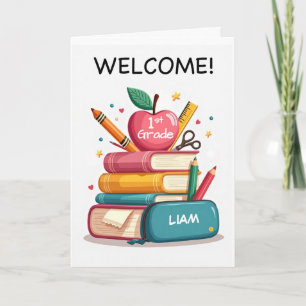 Welcome to First Grade from Teacher Personalise Card
