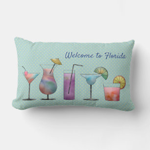 Welcome To Florida Tropical Drinks Lumbar Cushion