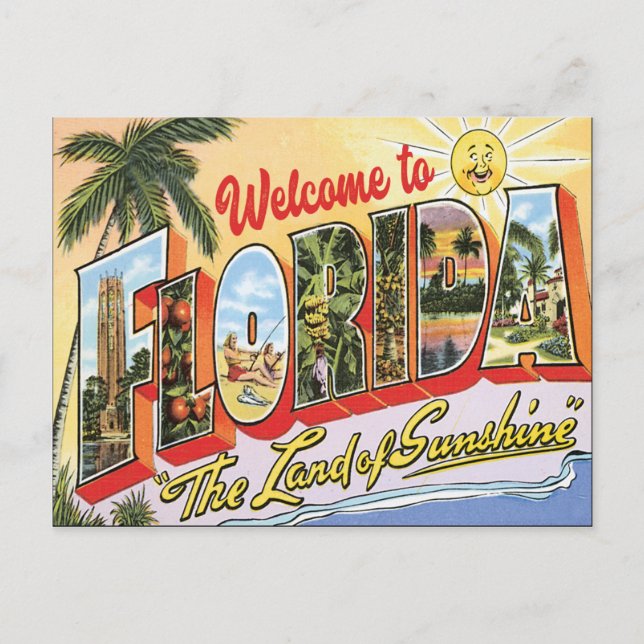Welcome to Florida vintage with pics Postcard (Front)