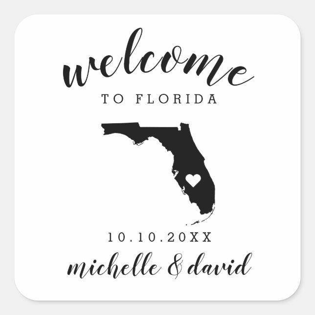 Welcome to Florida | Wedding custom favour Square Sticker (Front)