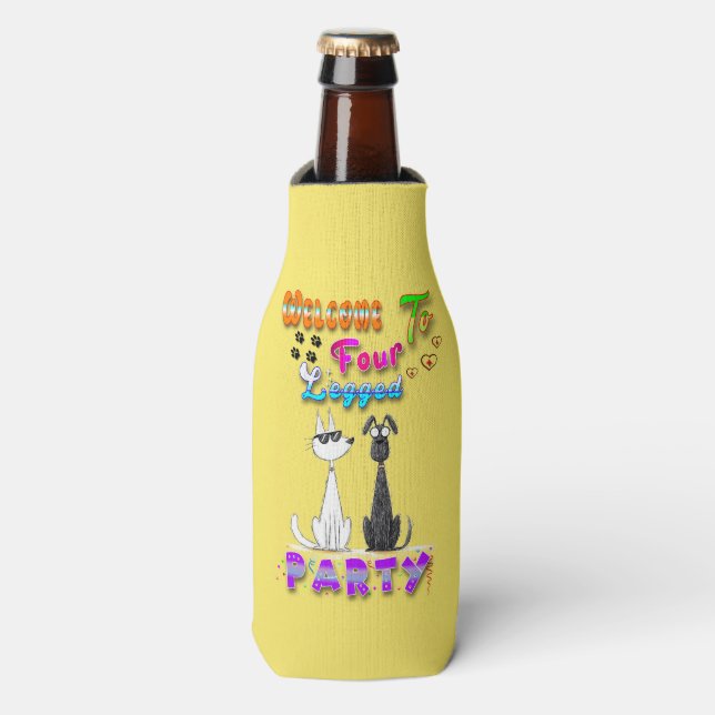 Welcome To Four Legged Party Bottle Cooler (Bottle Front)