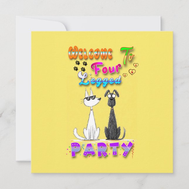 Welcome To Four Legged Party Card (Front)