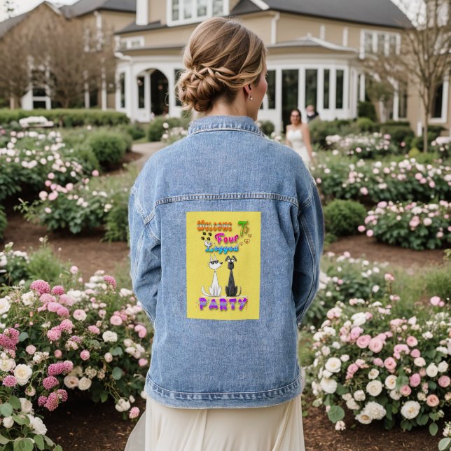 Welcome To Four Legged Party Denim Jacket (Wedding Back)
