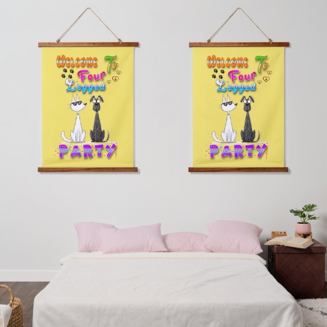 Welcome To Four Legged Party Hanging Tapestry (Bedroom)