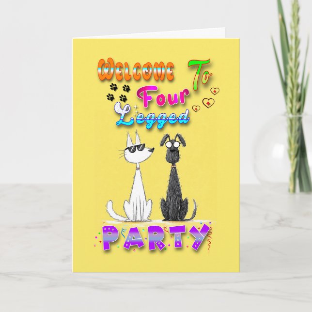 Welcome To Four Legged Party Holiday Card (Front)