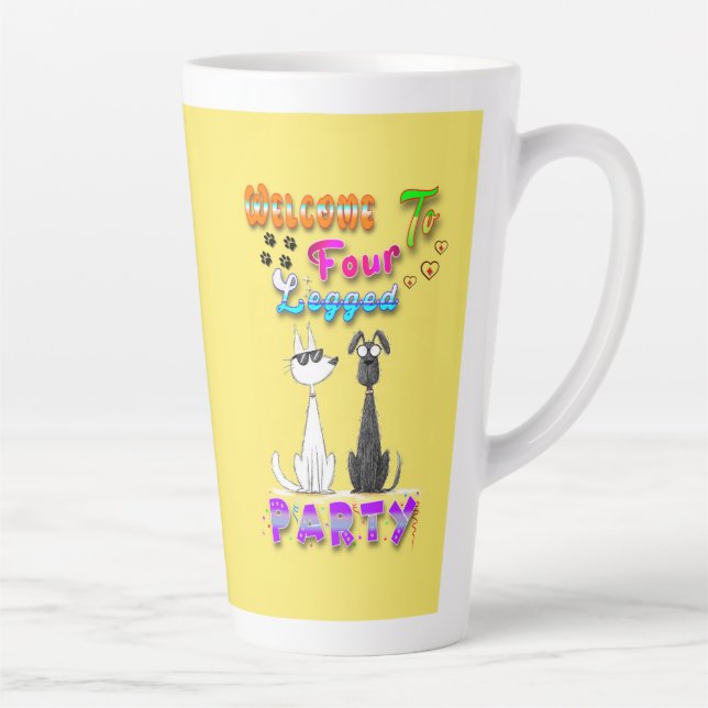Welcome To Four Legged Party Latte Mug (Right)