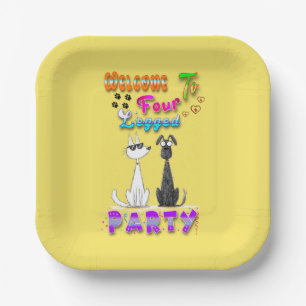 Welcome To Four Legged Party Paper Plate
