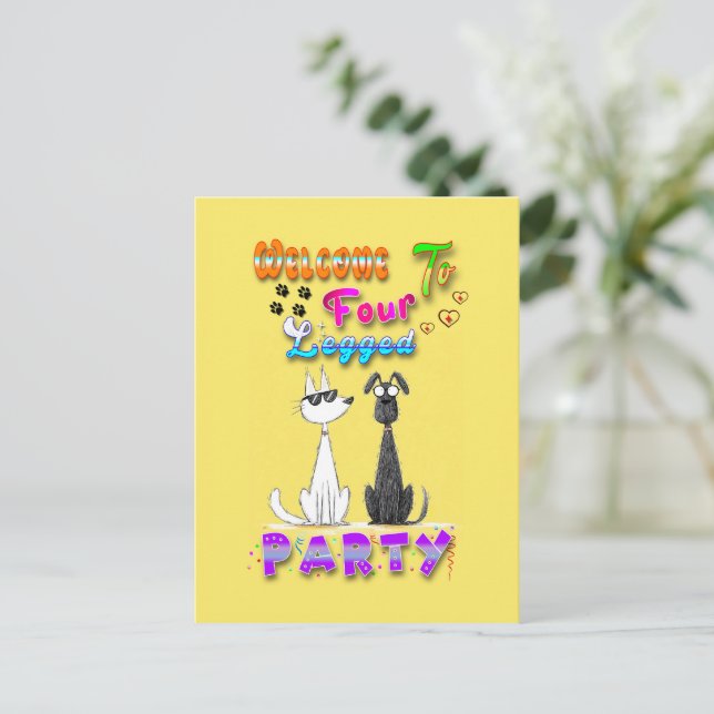 Welcome To Four Legged Party Postcard (Standing Front)