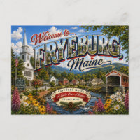 Welcome to Fryeburg Maine Nostalgic Postcard
