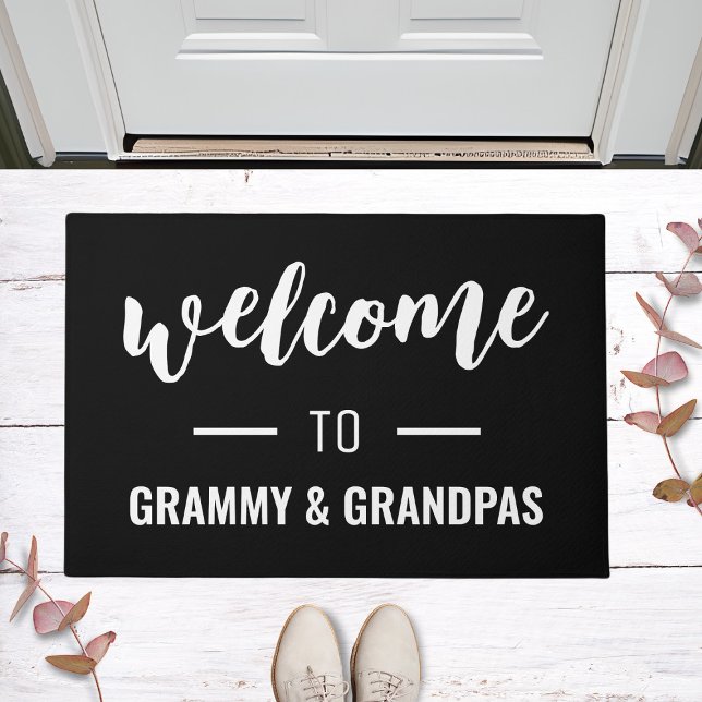 Welcome To Grammy & Grandpas Personalised Black Doormat (Creator Uploaded)