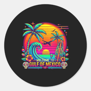 Welcome To Gulf Of Mexico Retro Beach Surf 1 Classic Round Sticker