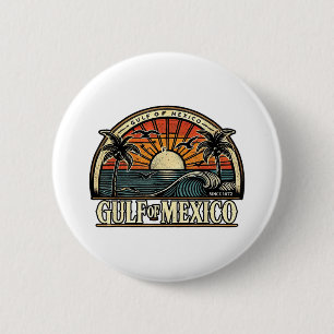 Welcome To Gulf Of Mexico Retro Beach Surf 6 Cm Round Badge
