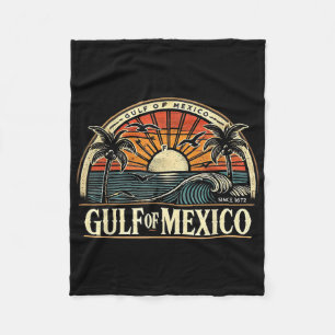 Welcome To Gulf Of Mexico Retro Beach Surf Fleece Blanket