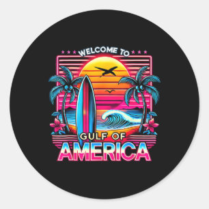 Welcome To Gulf Of Us America Vintage Beach Hawaii Classic Round Sticker