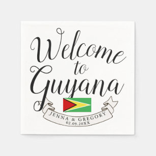 Welcome to Guyana   Destination Wedding Custom Napkin