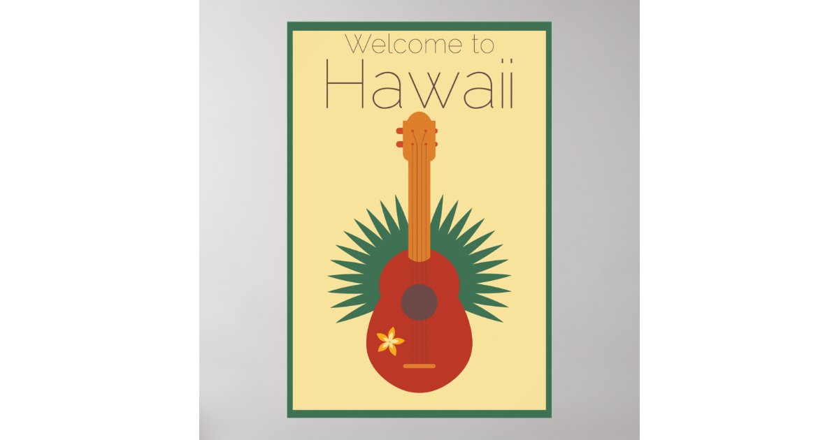 To Hawaii Ukulele Retro Poster Zazzle