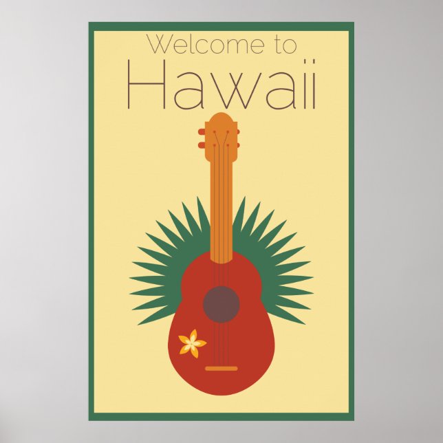 Welcome To Hawaii Ukulele Retro Poster (Front)