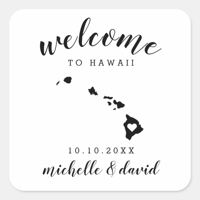 Welcome to Hawaii | Wedding custom favour Square Sticker (Front)