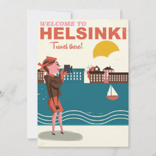 Welcome to Helsinki Finland retro travel poster
