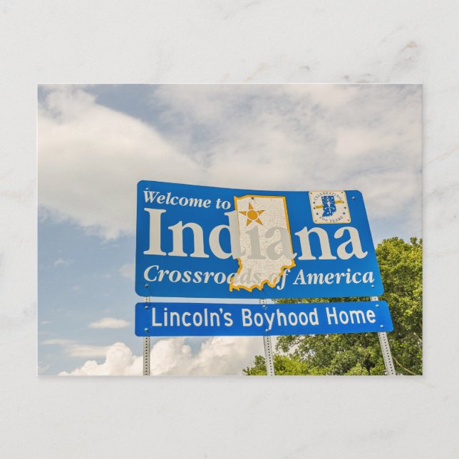 Welcome to Indiana Sign Postcard (Front)